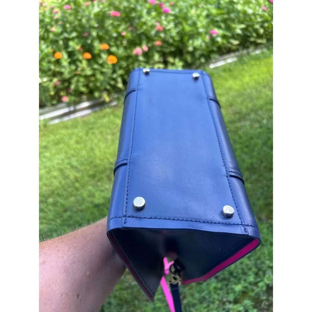 Kate Spade Arbour Hill Elodie Blue Pink Leather Satchel Crossbody Tote Bag